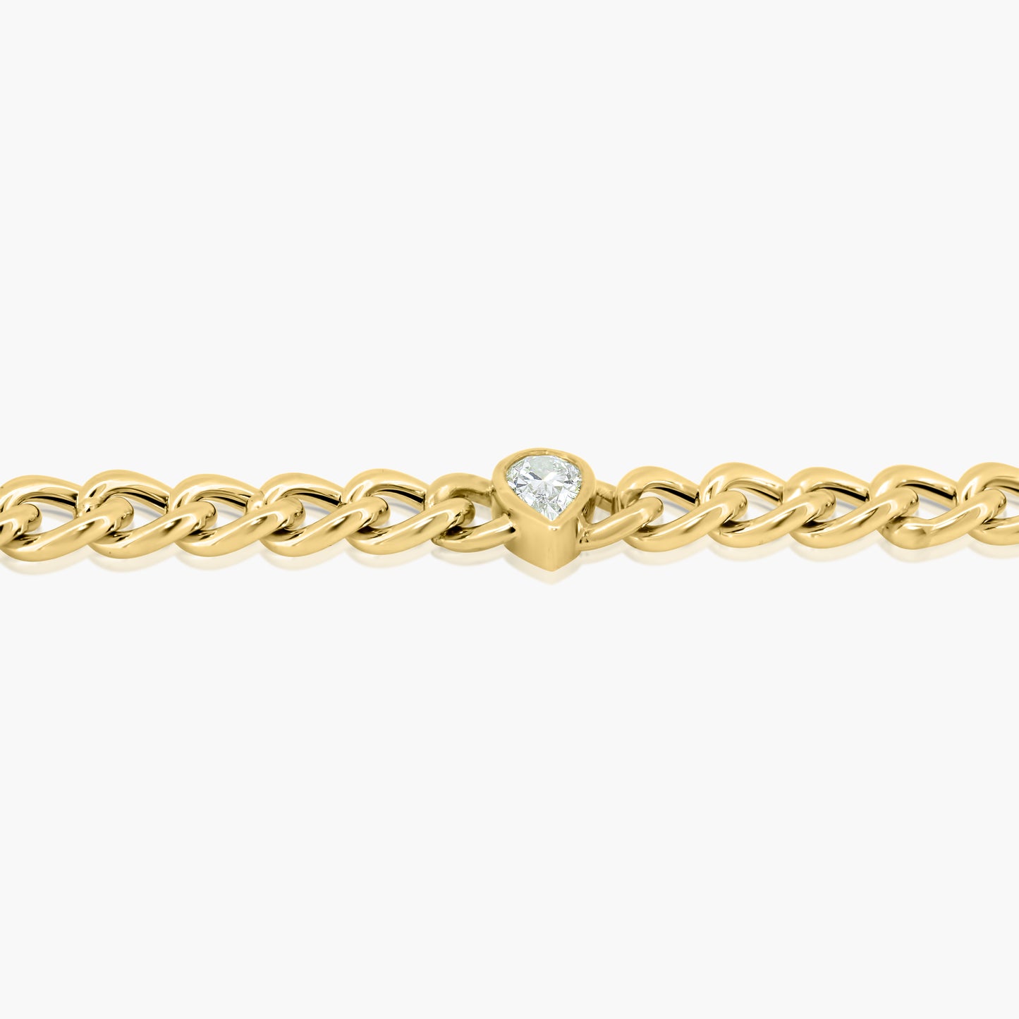 14K Yellow Gold Pear Bezel Chain Link Bracelet-B-PSB50SE-1