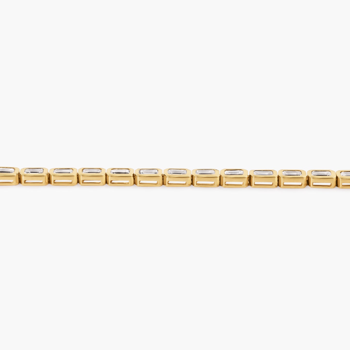 14K Yellow Gold Emerald Cut Bezel Tennis Bracelet - B00009