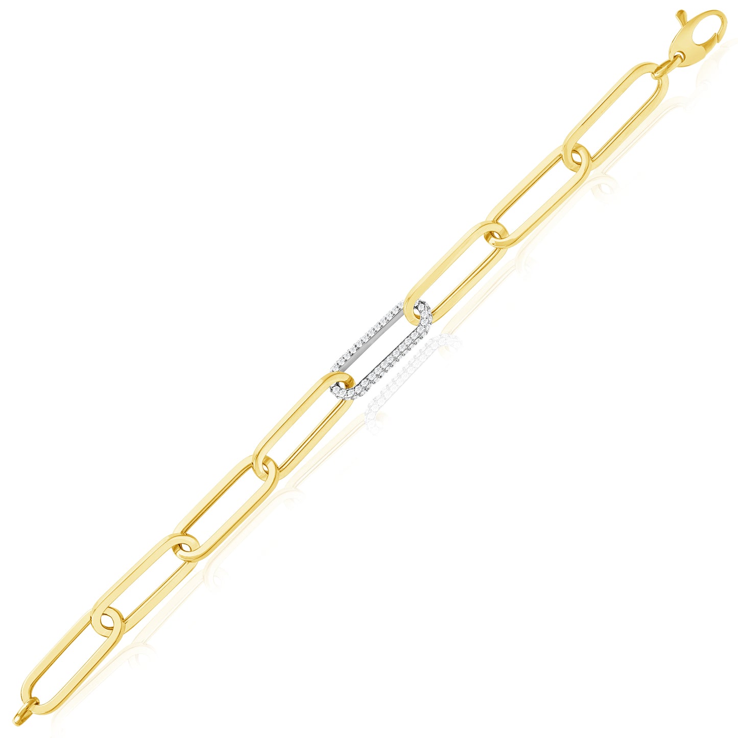 14K Two Tone Paper Clip Bracelet-B0301NM