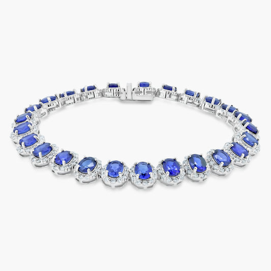 14K White Gold Colored Gemstone Tennis Bracelet-B04838AB