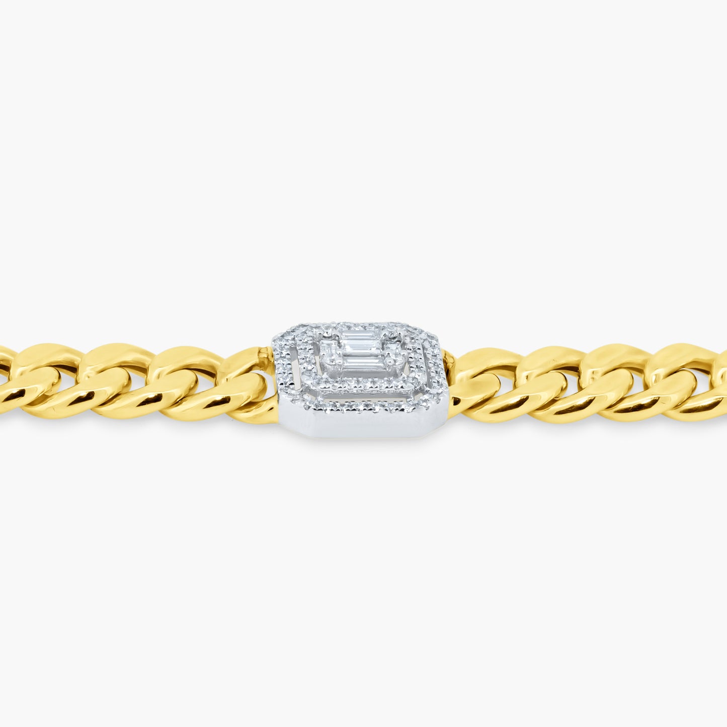 14K Two Tone Baguette Chain Link Bracelet - B05709