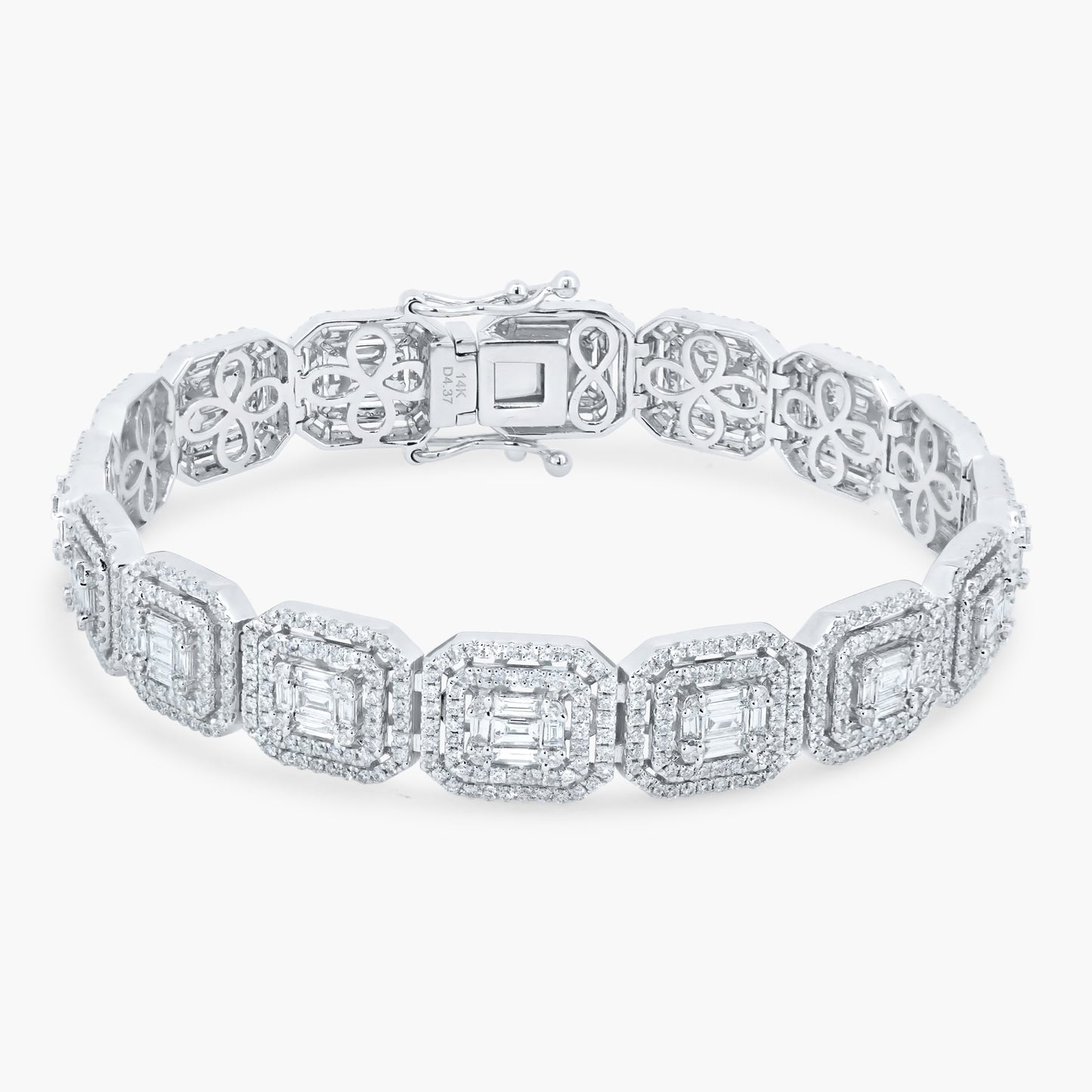 14K White Gold Baguette Bracelet-B05709A