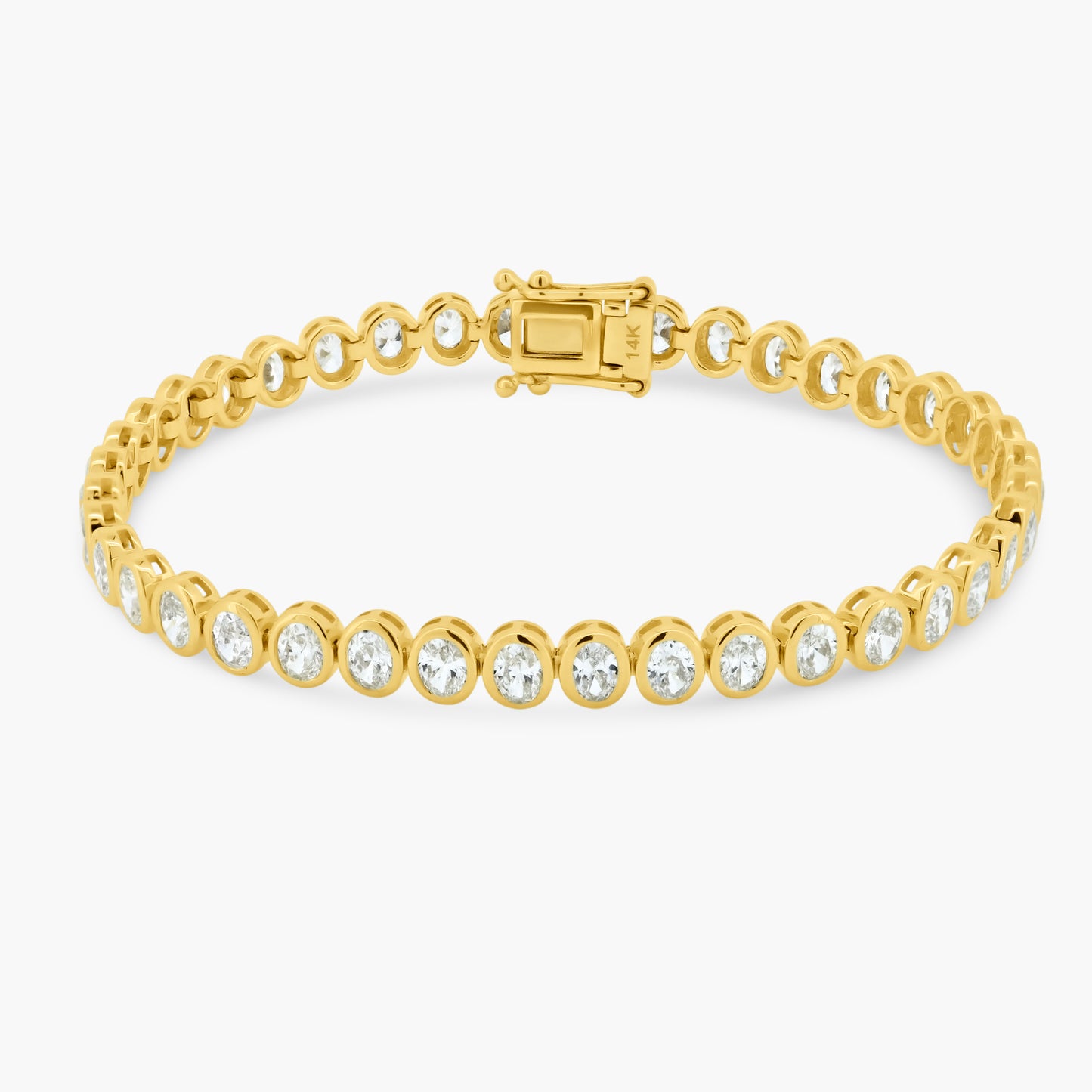 14K Yellow Gold Oval Diamond Tennis Bracelet - B06498