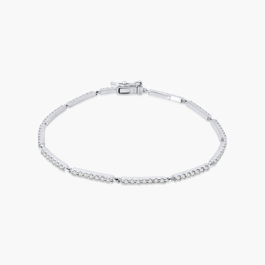 14K White Gold Diamond Bar Tennis Bracelet - B06994A01-1