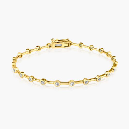 14K Yellow Gold Bezel Dainty Bracelet-B090752BZ