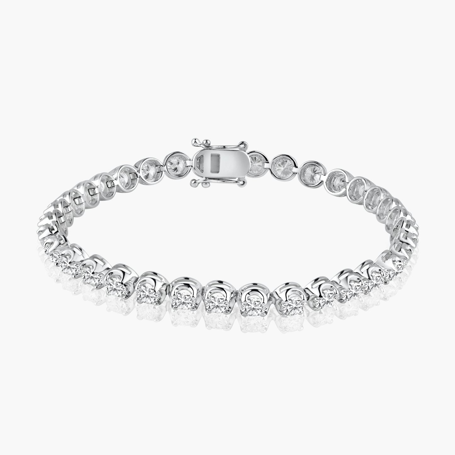 14K White Gold Round Diamond Tennis Bracelet-B3.6MMCRWNAA