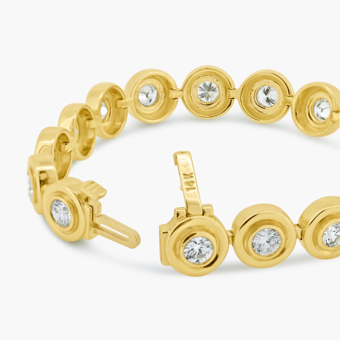 14K Yellow Gold Bezel Statement Bracelet-B3265SE