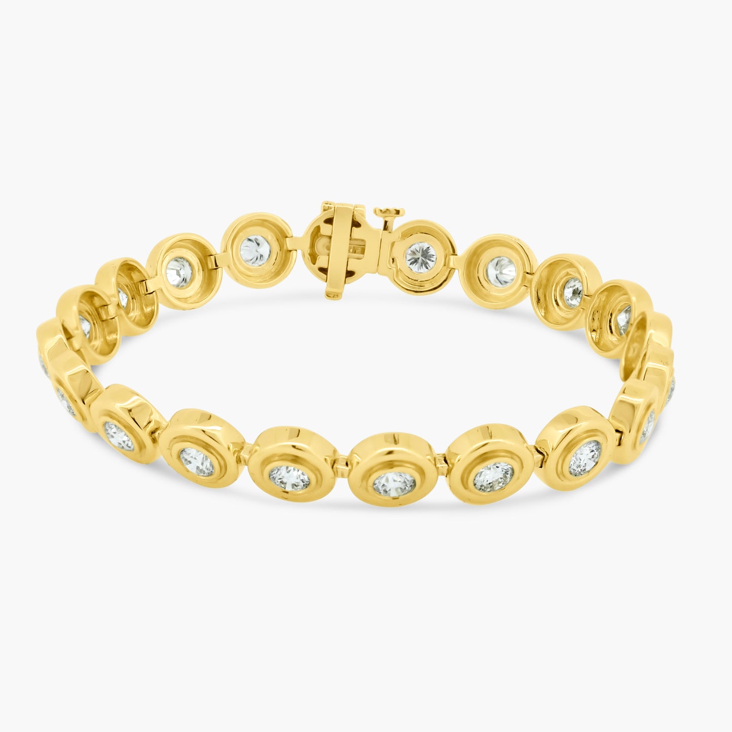 14K Yellow Gold Bezel Statement Bracelet-B3265SE