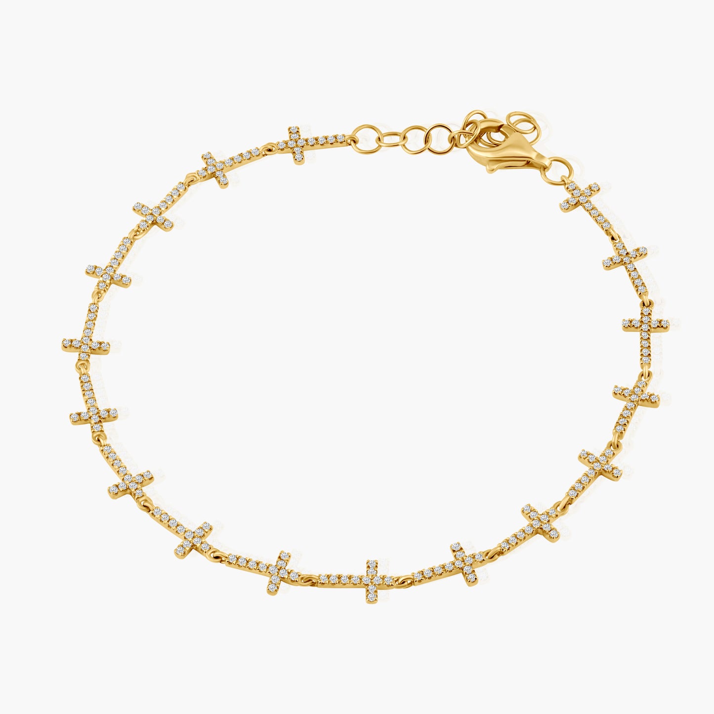 14K Yellow Gold Dainty Cross Bracelet - B601523