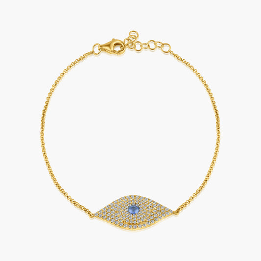 14K Two Tone Dainty Evil Eye Bracelet-B60154701WB