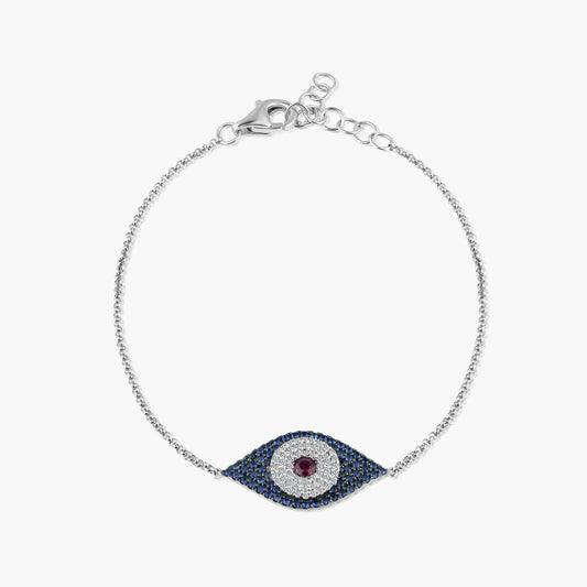 14K Two Tone Dainty Evil Eye Bracelet-B60154704