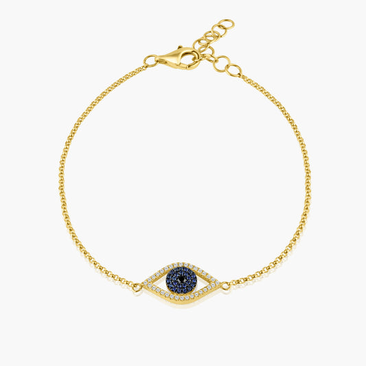 14K Two Tone Dainty Evil Eye Bracelet-B60154709