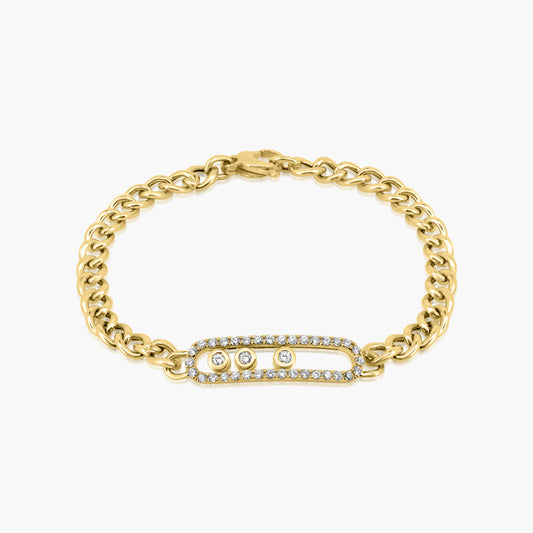 14K Yellow Gold Safety Pin Chain Link Bracelet - B60411302