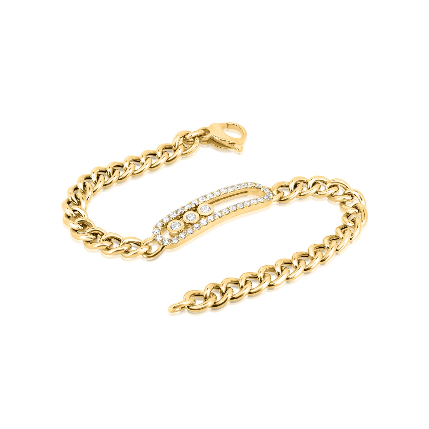 14K Yellow Gold Safety Pin Chain Link Bracelet - B60411302