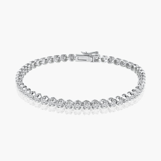 14K White Gold Round Diamond Tennis Bracelet-B60447602