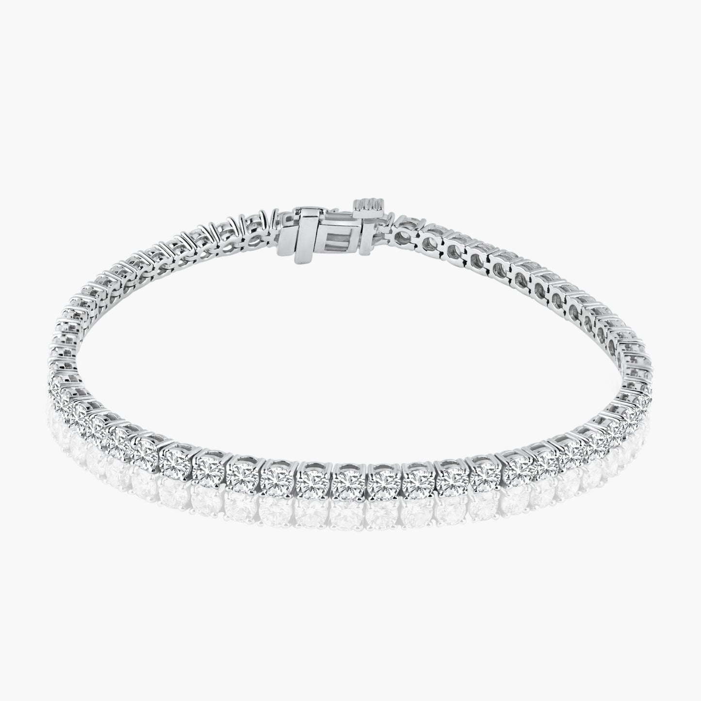 14K White Gold Round Diamond Tennis Bracelet-B60450002