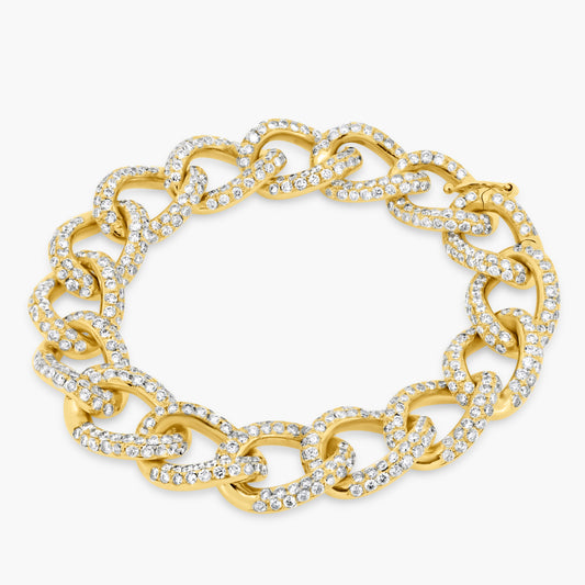 18K Yellow Gold Chain Link Statement Bracelet-B604516DAN