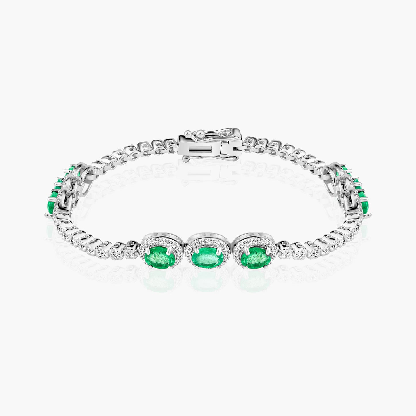 14K White Gold Colored Gemstone Tennis Bracelet-B60462004