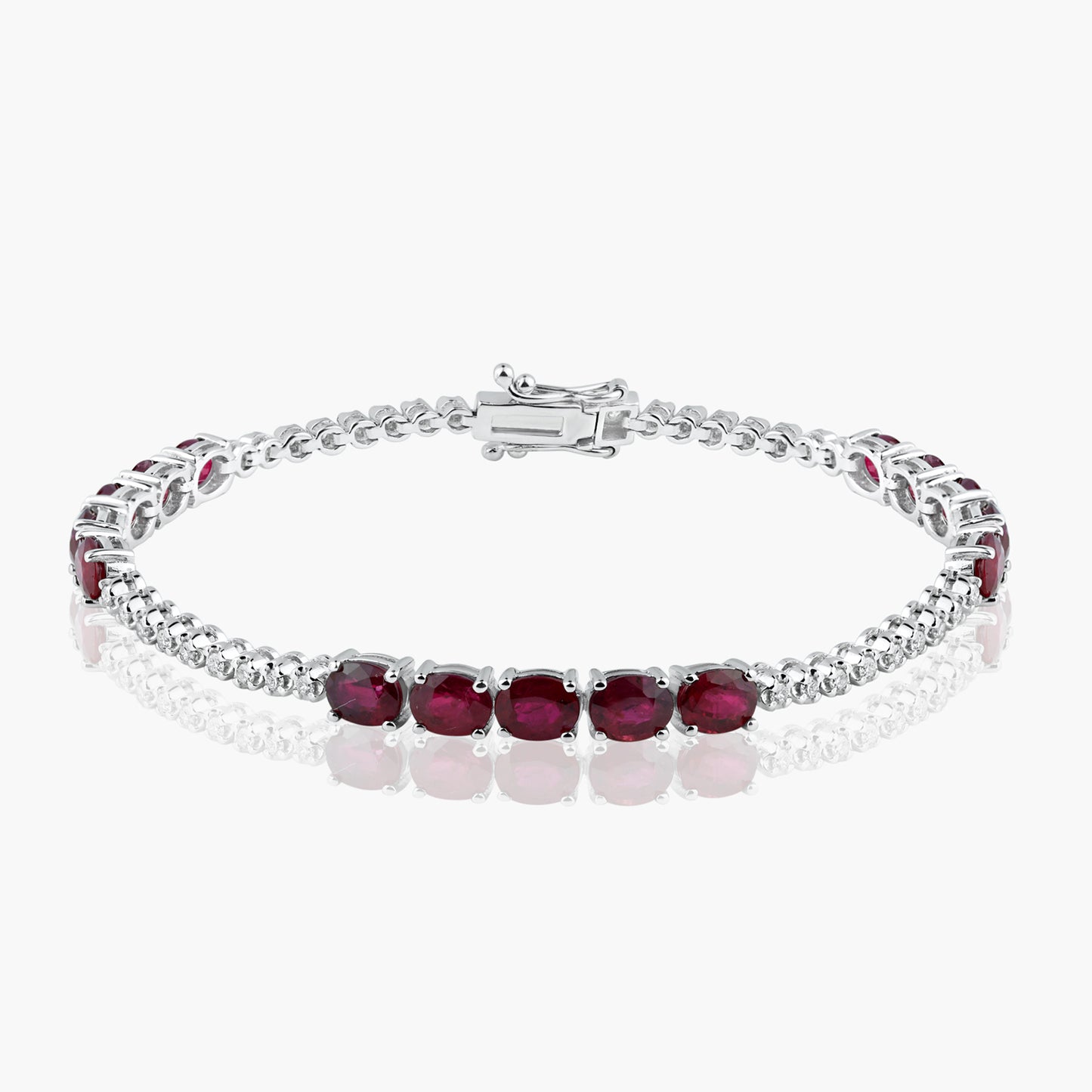 14K White Gold Colored Gemstones Tennis Bracelet-B60462006