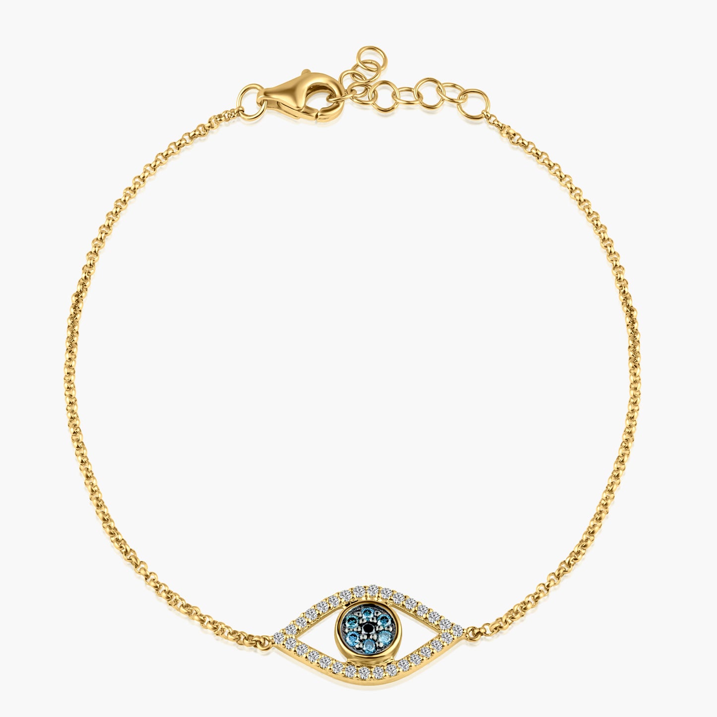 14K Two Tone Dainty Evil Eye Bracelet-B604661