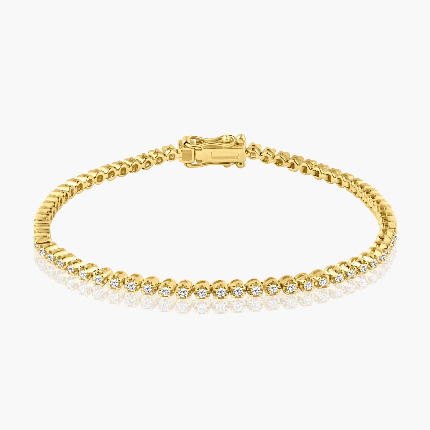 14K Yellow Gold Round Diamond Tennis Bracelet - B60484907