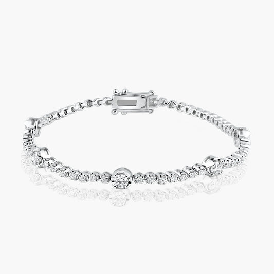 18K White Gold Tennis Bracelet-B60486002