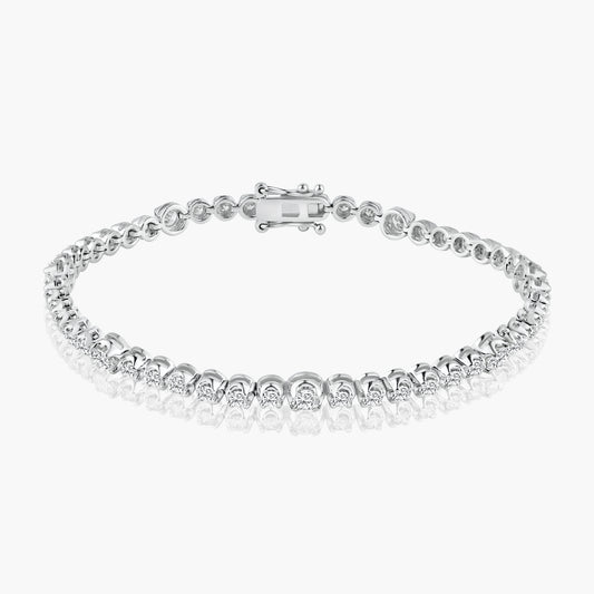 14K White Gold Round Diamond Tennis Bracelet - B604879