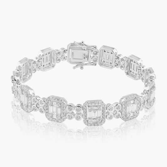 14K White Gold Baguette Bracelet-B605006