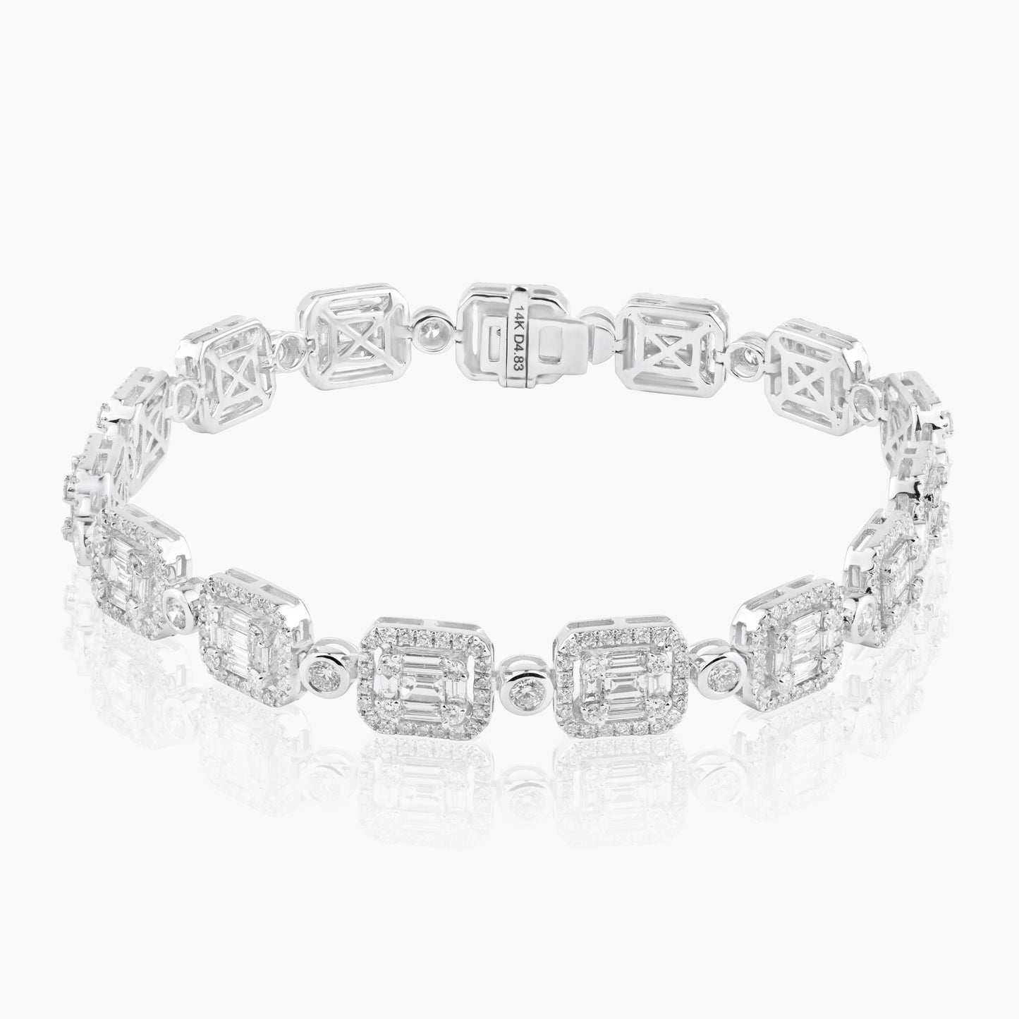 14K White Gold Baguette Bracelet-B605007