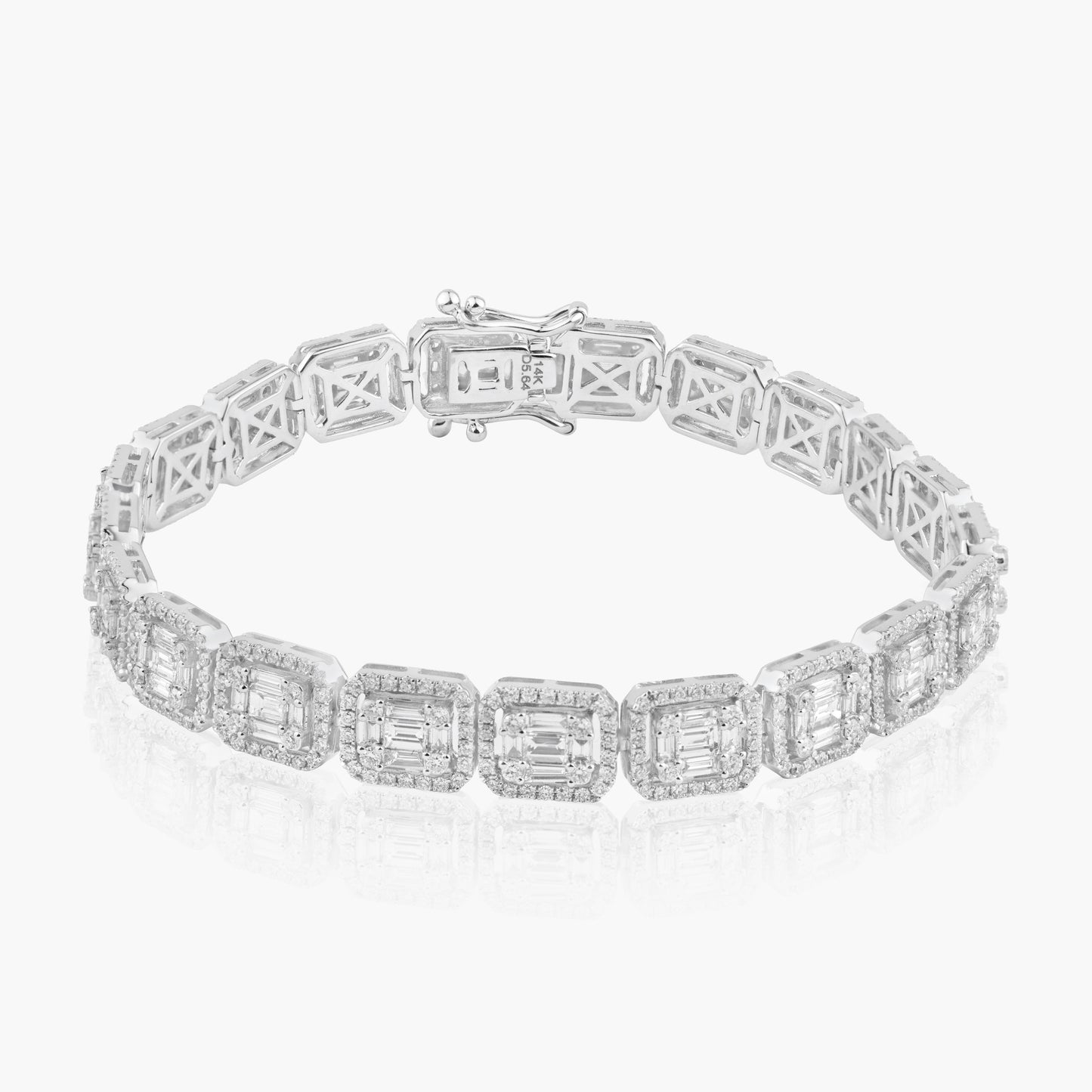 14K White Gold Baguette Tennis Bracelet-B605012