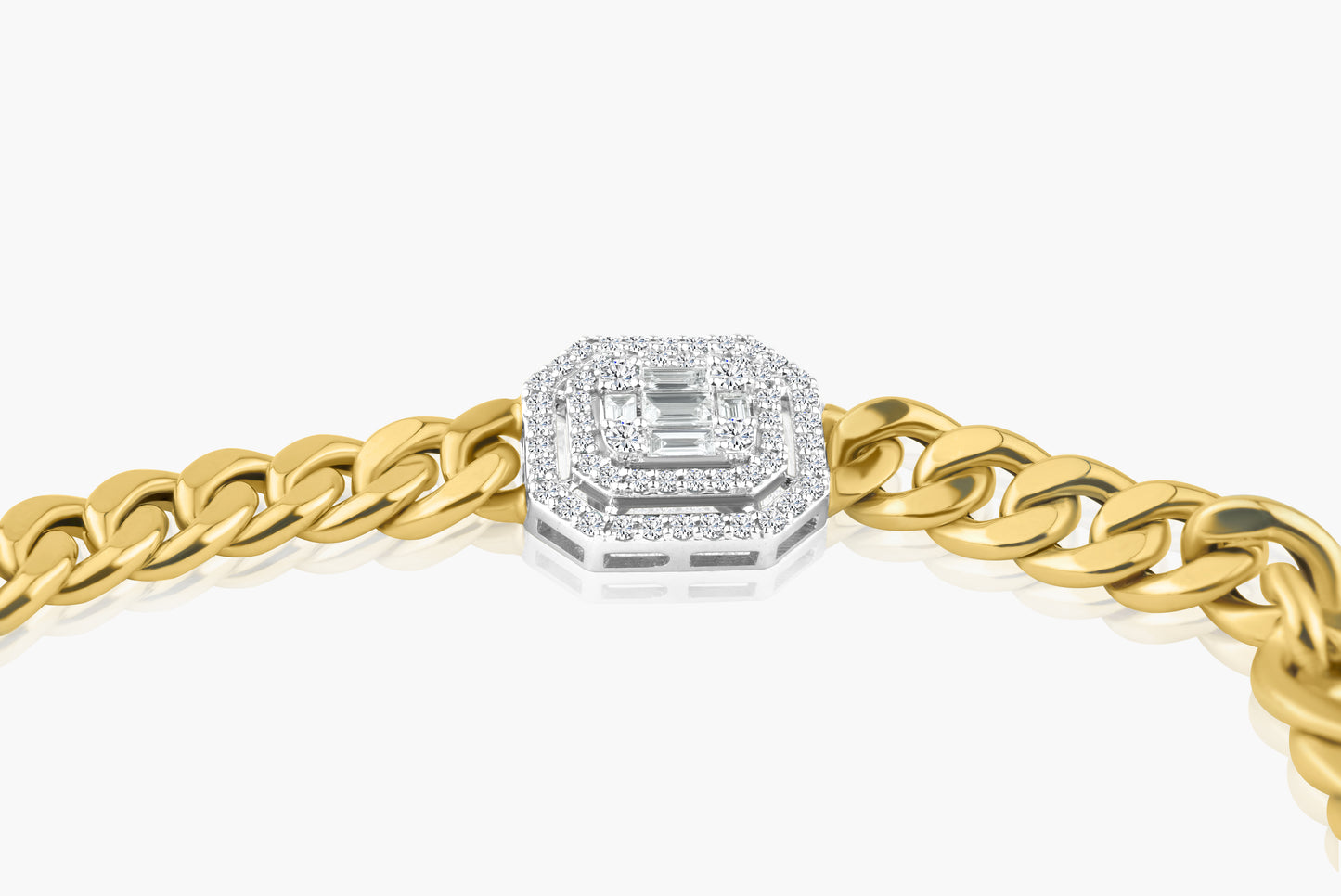 14k Two Tone Baguette Chain Link Bracelet - B60505201