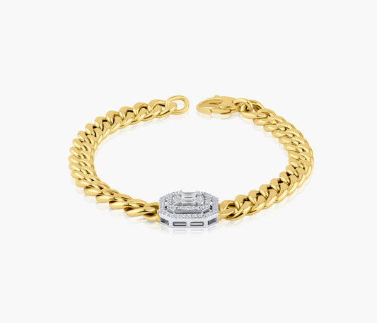 14k Two Tone Baguette Chain Link Bracelet - B60505201