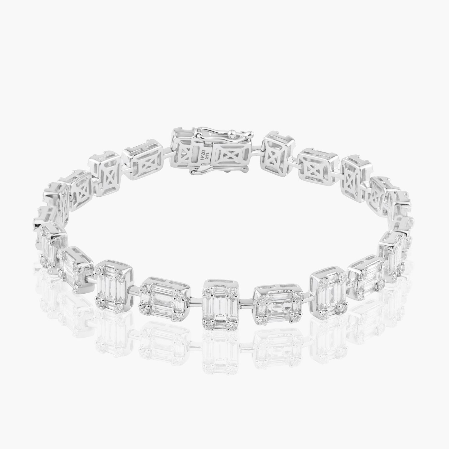 14K White Gold Baguette Bracelet-B60516502