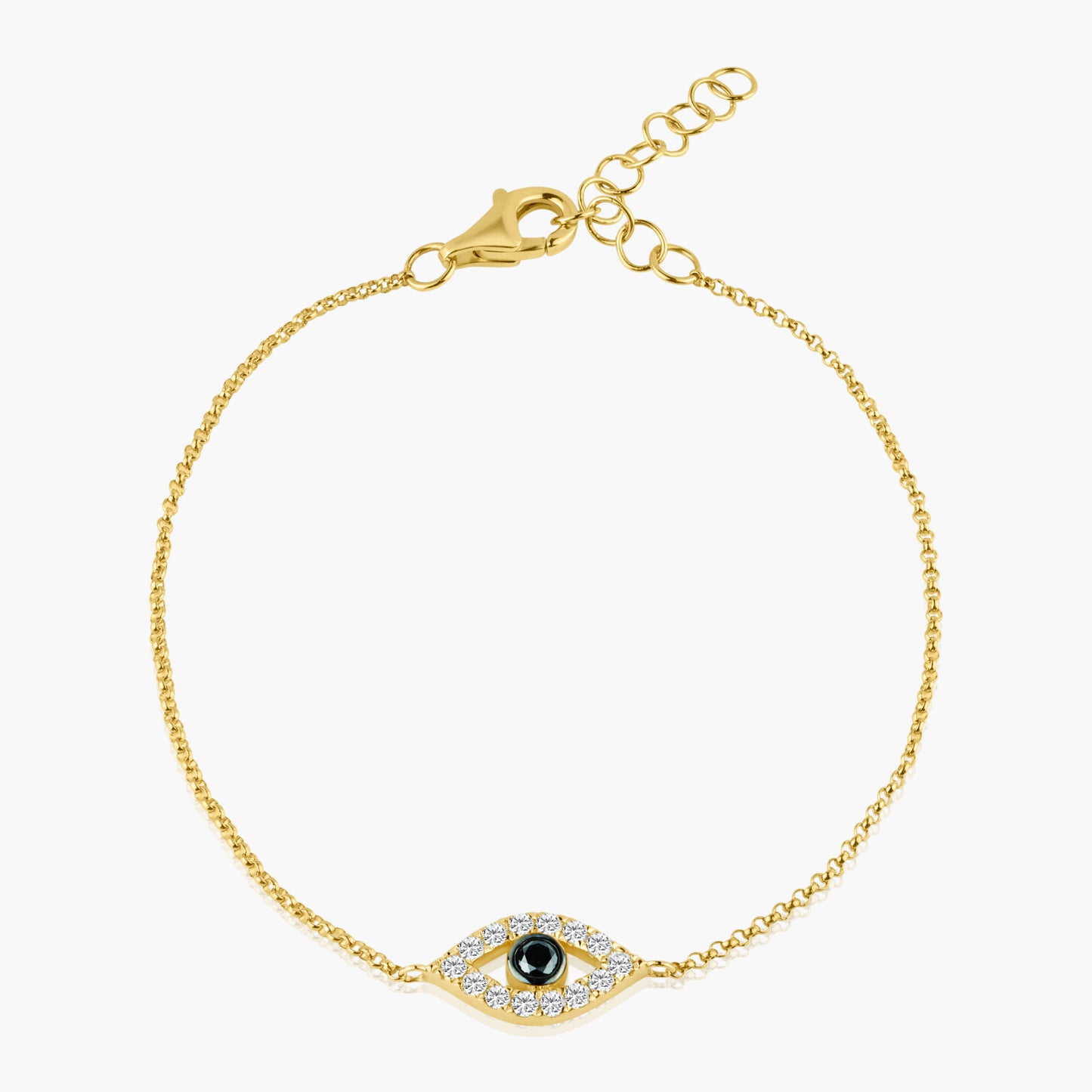 14k Two Tone Dainty Evil Eye Bracelet-B605210