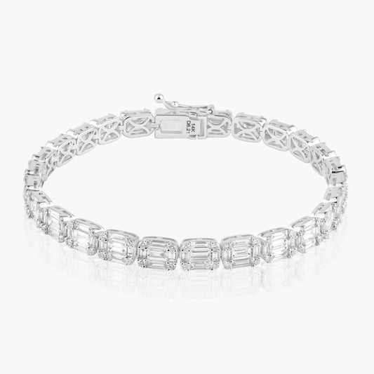 14K White Gold Baguette Bracelet-B60525802