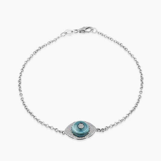 18K White Gold Evil Eye Bracelet-B605283-1