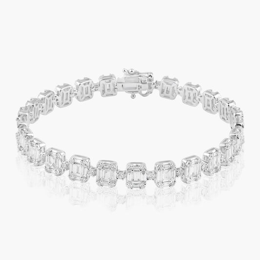 14K White Gold Baguette Bracelet-B605341