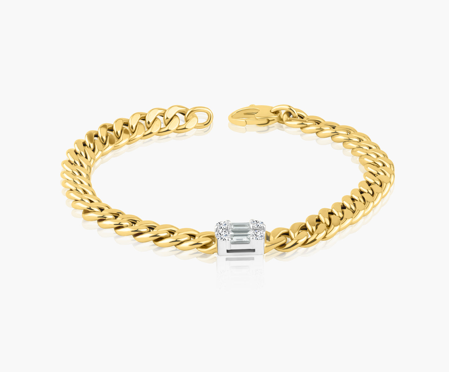 14k Two Tone Baguette Chain Link Bracelet - B60541301