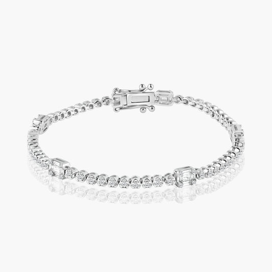 14K White Gold Baguette Tennis Bracelet-B60544408