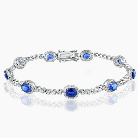 14K White Gold Colored Gemstone Tennis Bracelet-B60544701