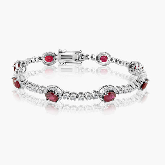 14K White Gold Colored Gemstone Tennis Bracelet-B60544705R