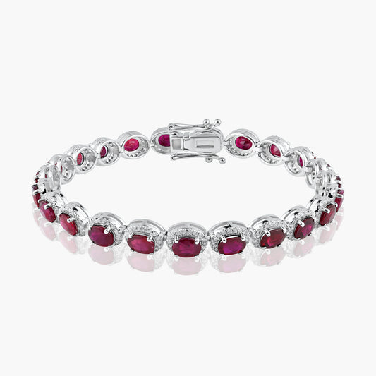 14K White Gold Colored Gemstone Statement Bracelet-B60544706R