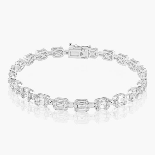 14K White Gold Baguette Bracelet-B605450