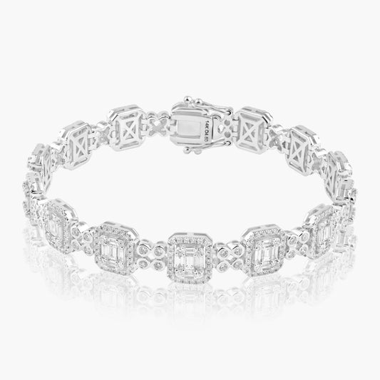 14K White Gold Baguette Statement Bracelet-B60545401