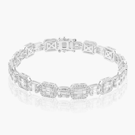 14K White Gold Baguette Bracelet-B60545403