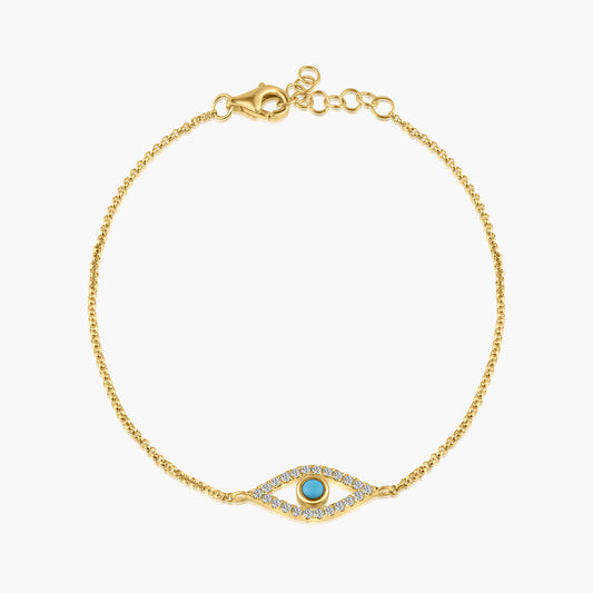 14K Yellow Gold Evil Eye Bracelet-B605467