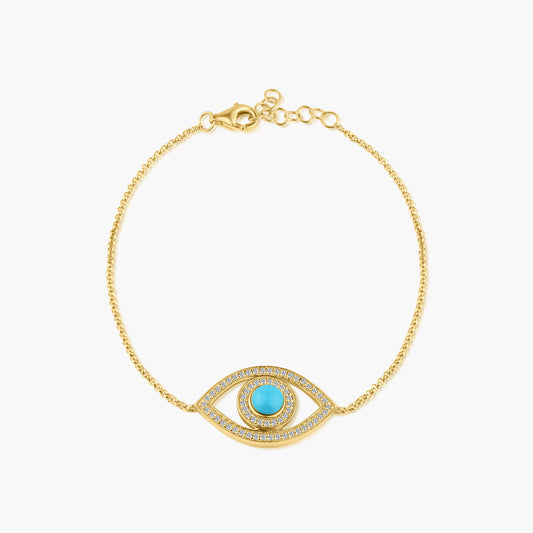 14K Yellow Gold Evil Eye Bracelet-B60547302