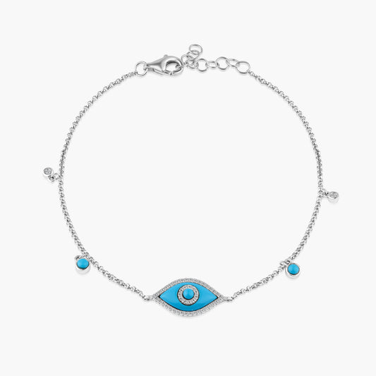 14K White Gold Evil Eye Bracelet - B605475