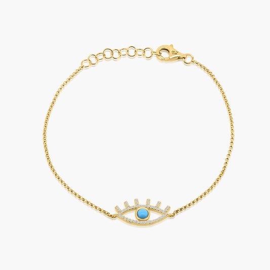 14K Yellow Gold Evil Eye Bracelet-B605528