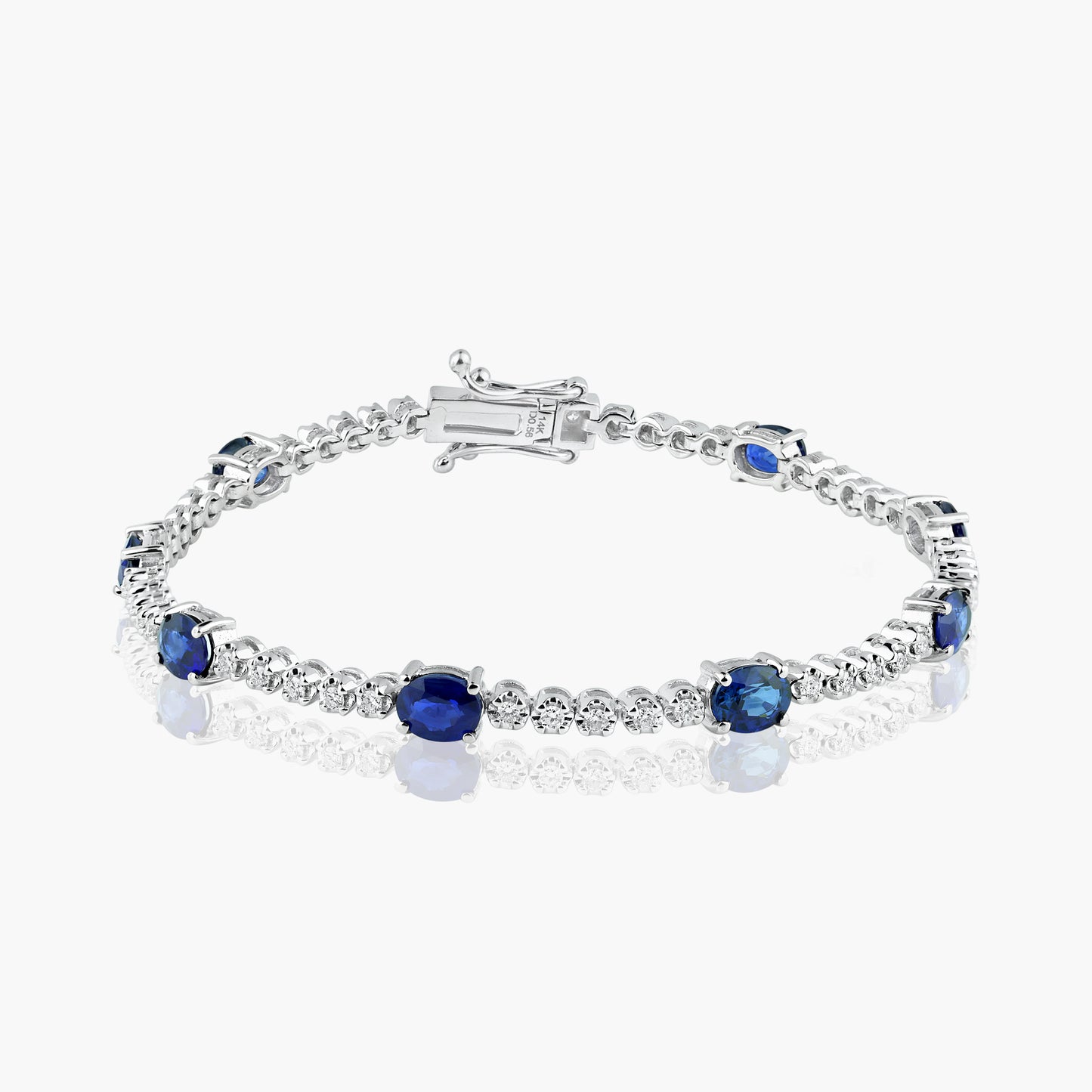 14K White Gold Colored Gemstones Tennis Bracelet-B60561903B